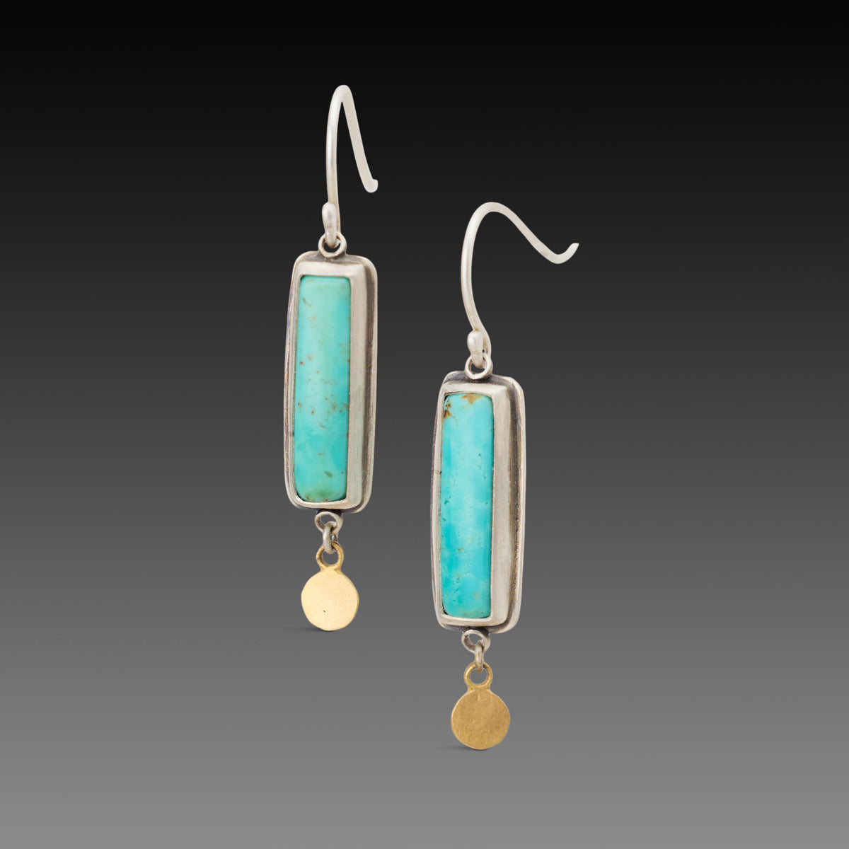 Turquoise Earrings with 22k Gold Disks