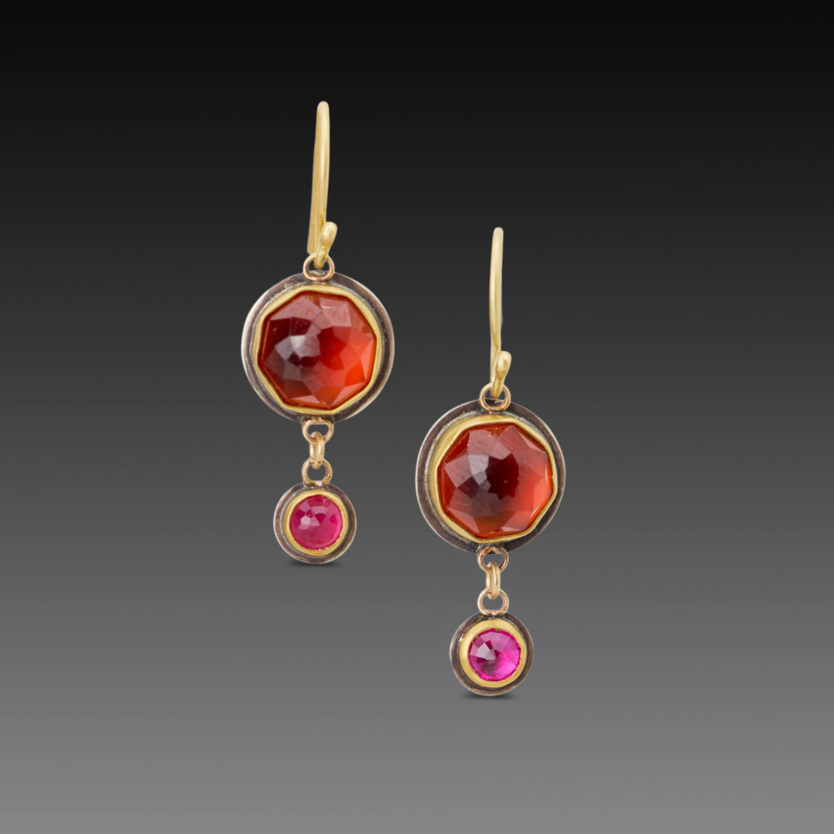 Hessonite Garnet and Ruby Earrings