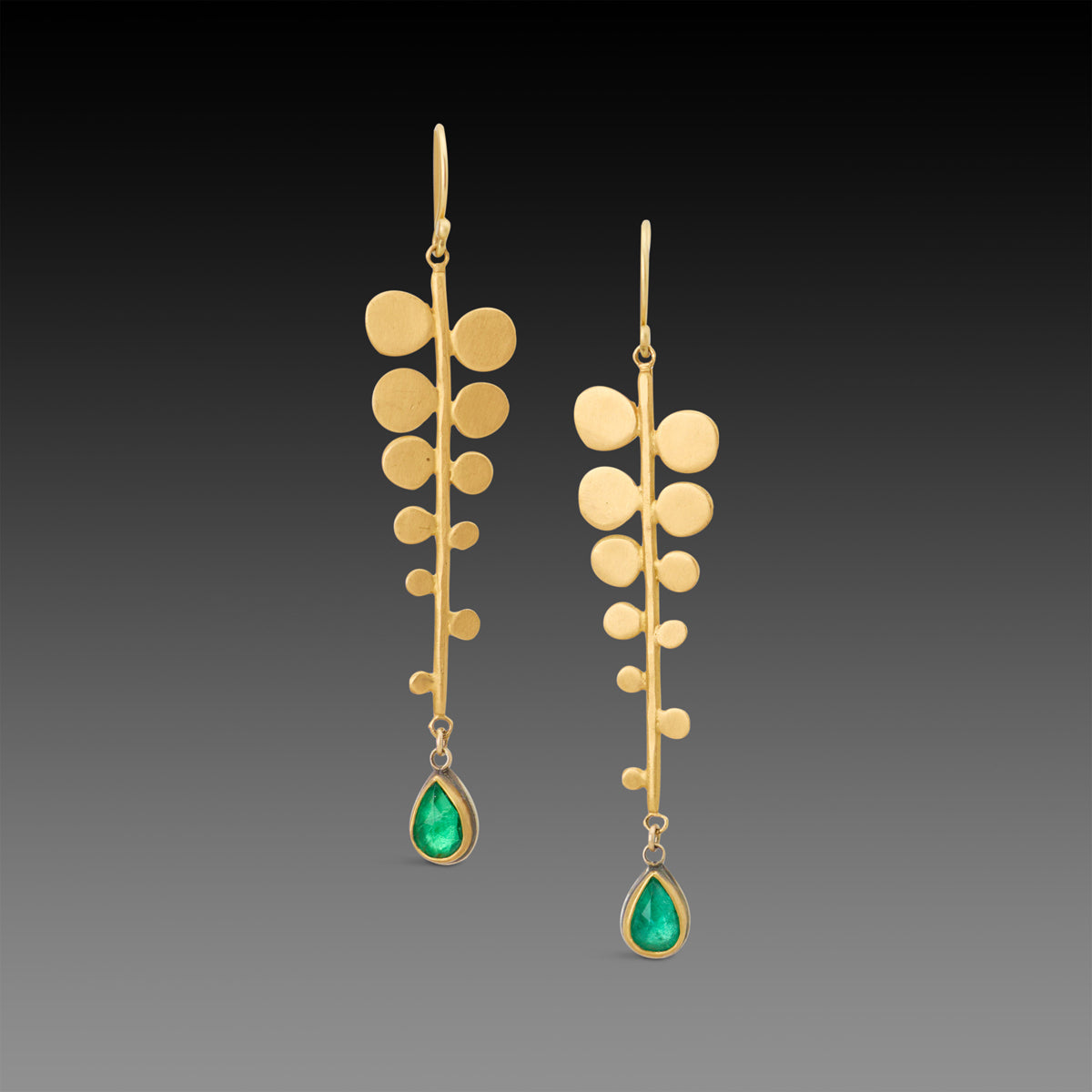 Fern Earrings with Emeralds