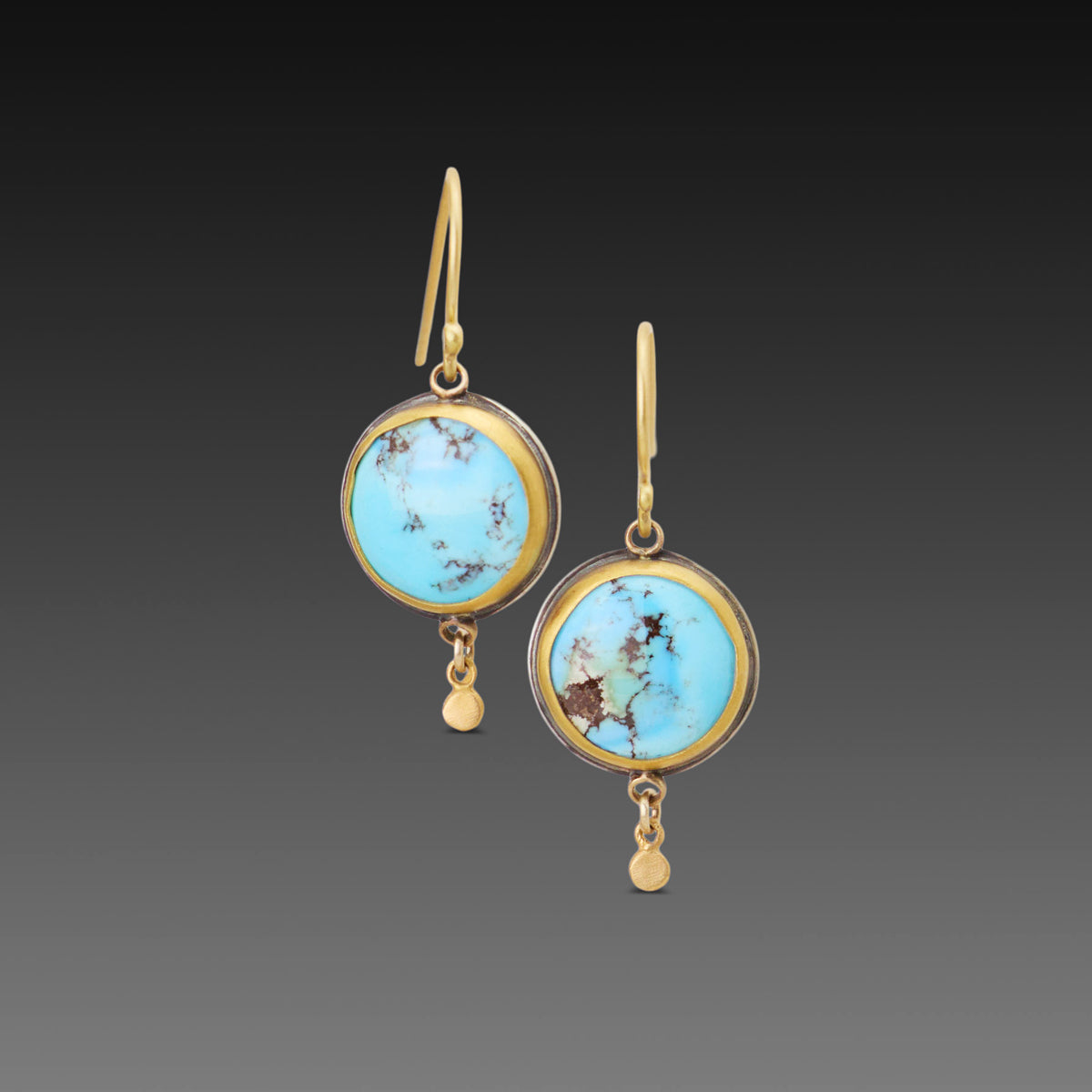 Turquoise Earrings with Gold Drops