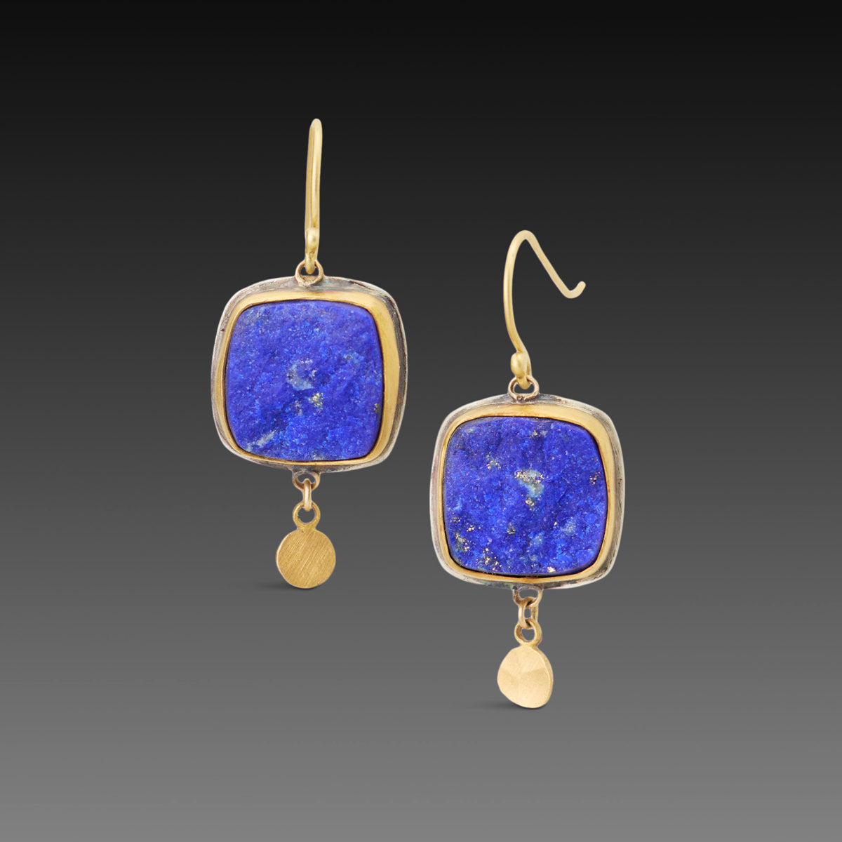 Lapis Earrings with Gold Disks