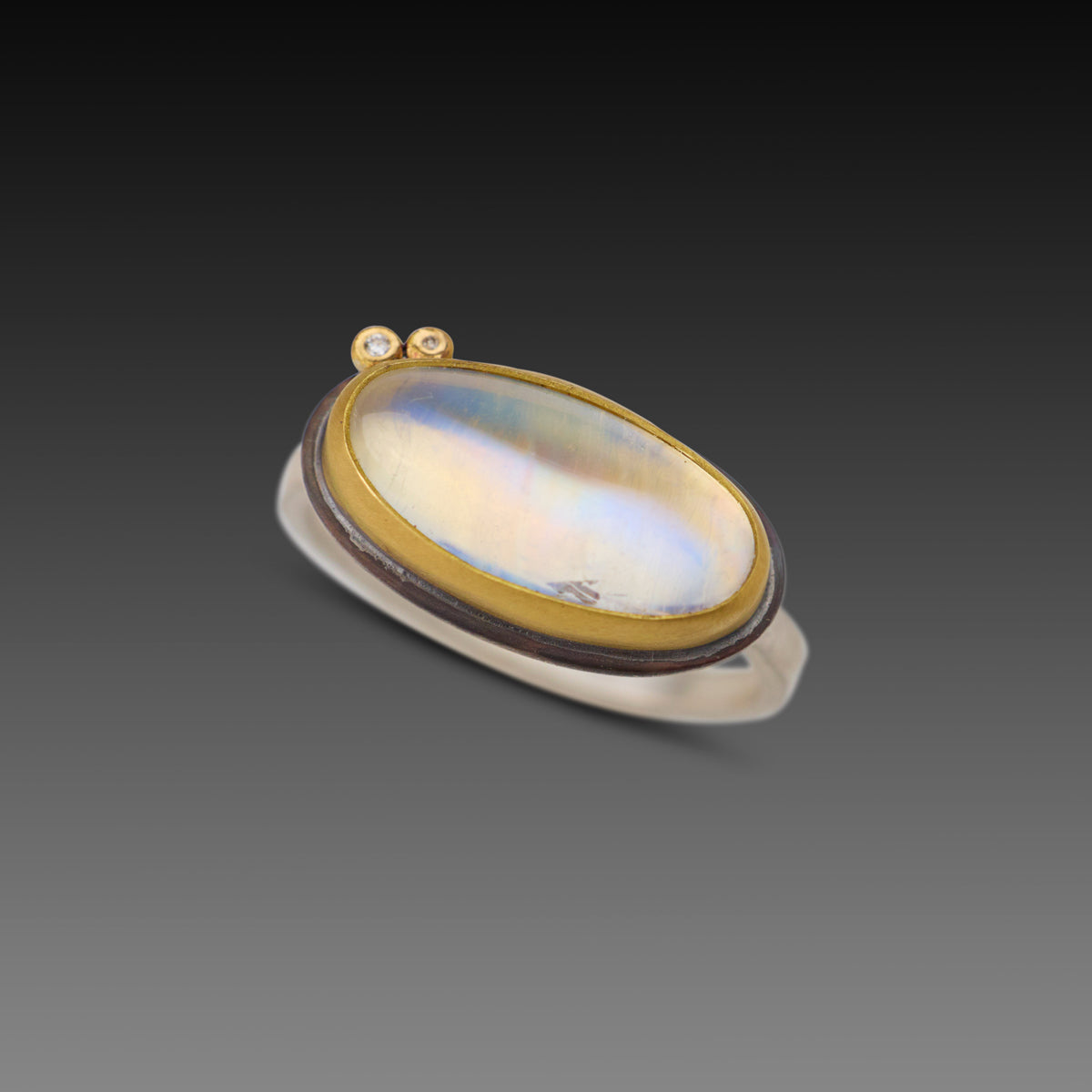 Oval Moonstone Ring with Diamonds