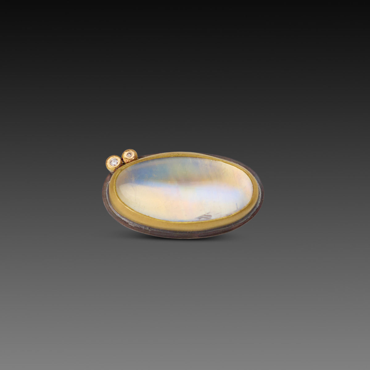 Oval Moonstone Ring with Diamonds