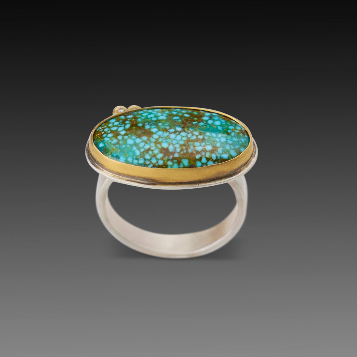 Oval Turquoise Ring with Diamonds