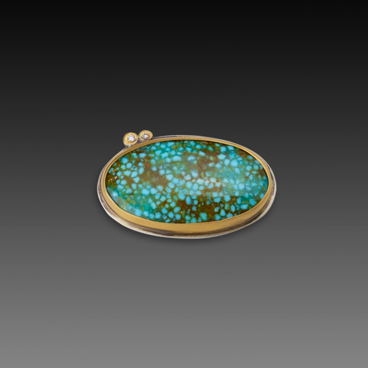 Oval Turquoise Ring with Diamonds