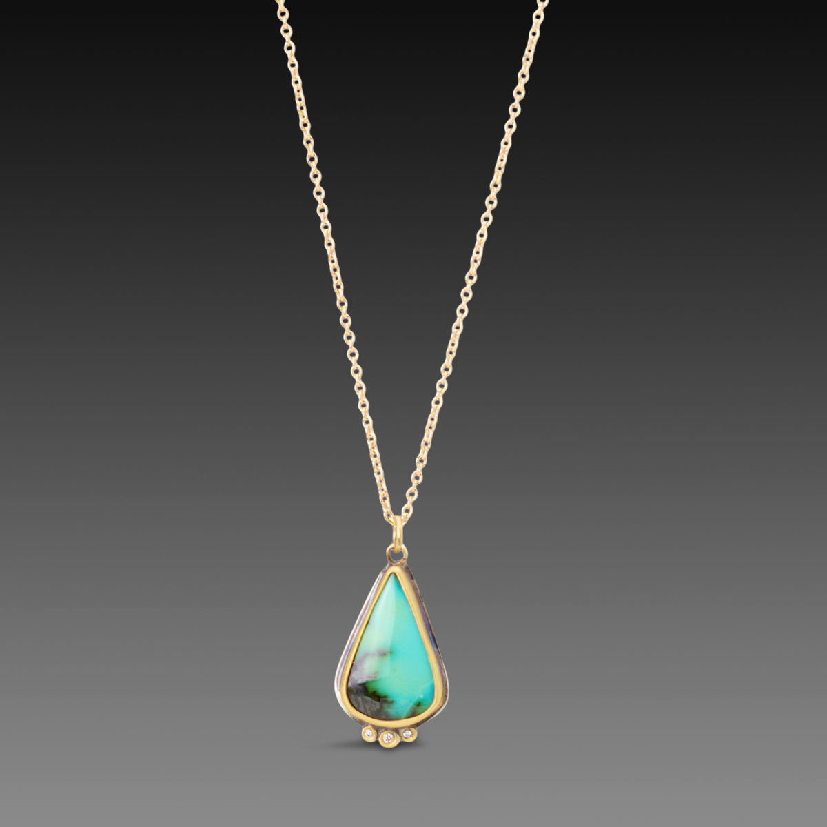 Turquoise Teardrop Necklace with Diamonds