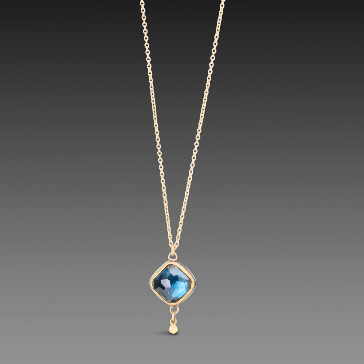 London Blue Topaz Necklace with Gold Dot