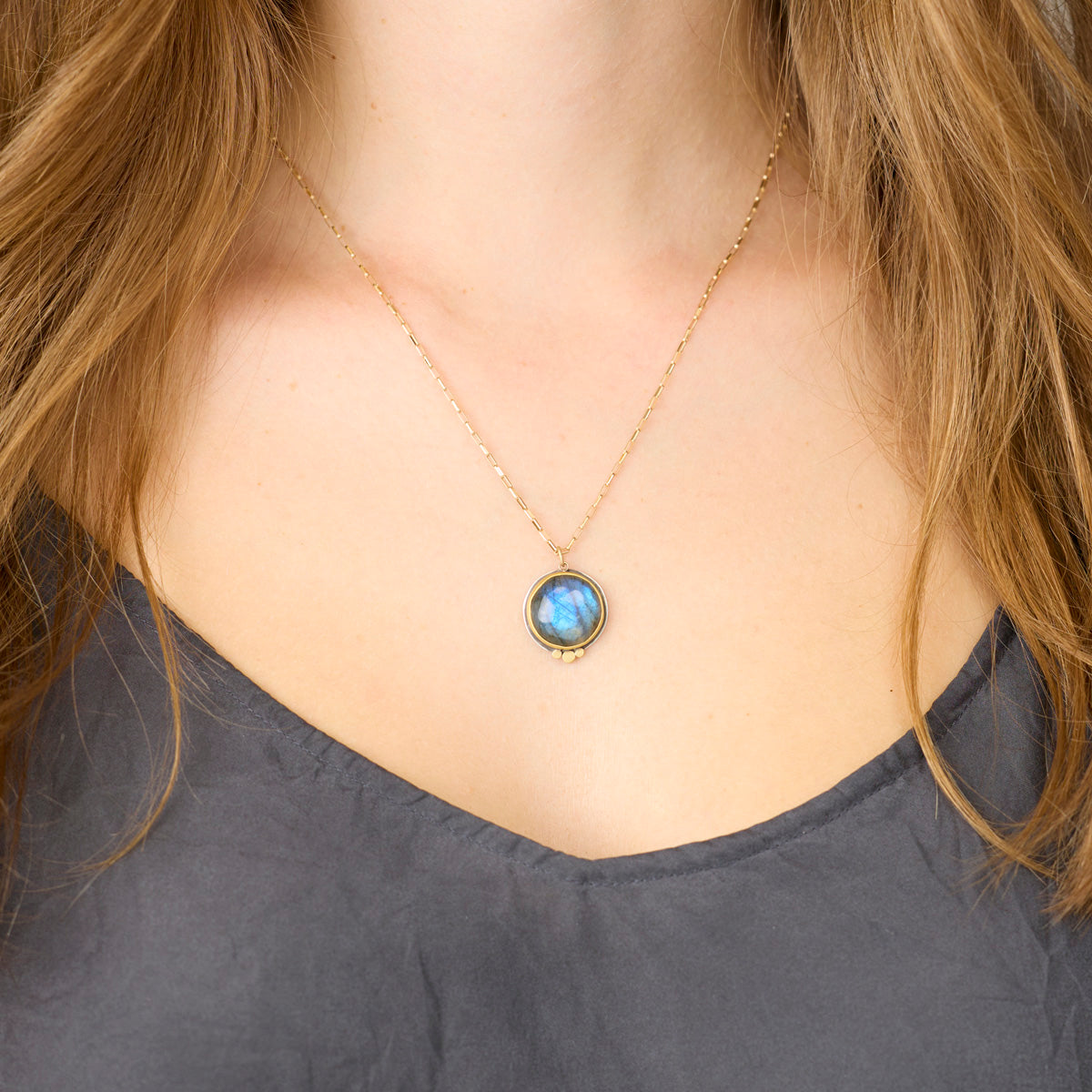 Labradorite Necklace with 22k Dots