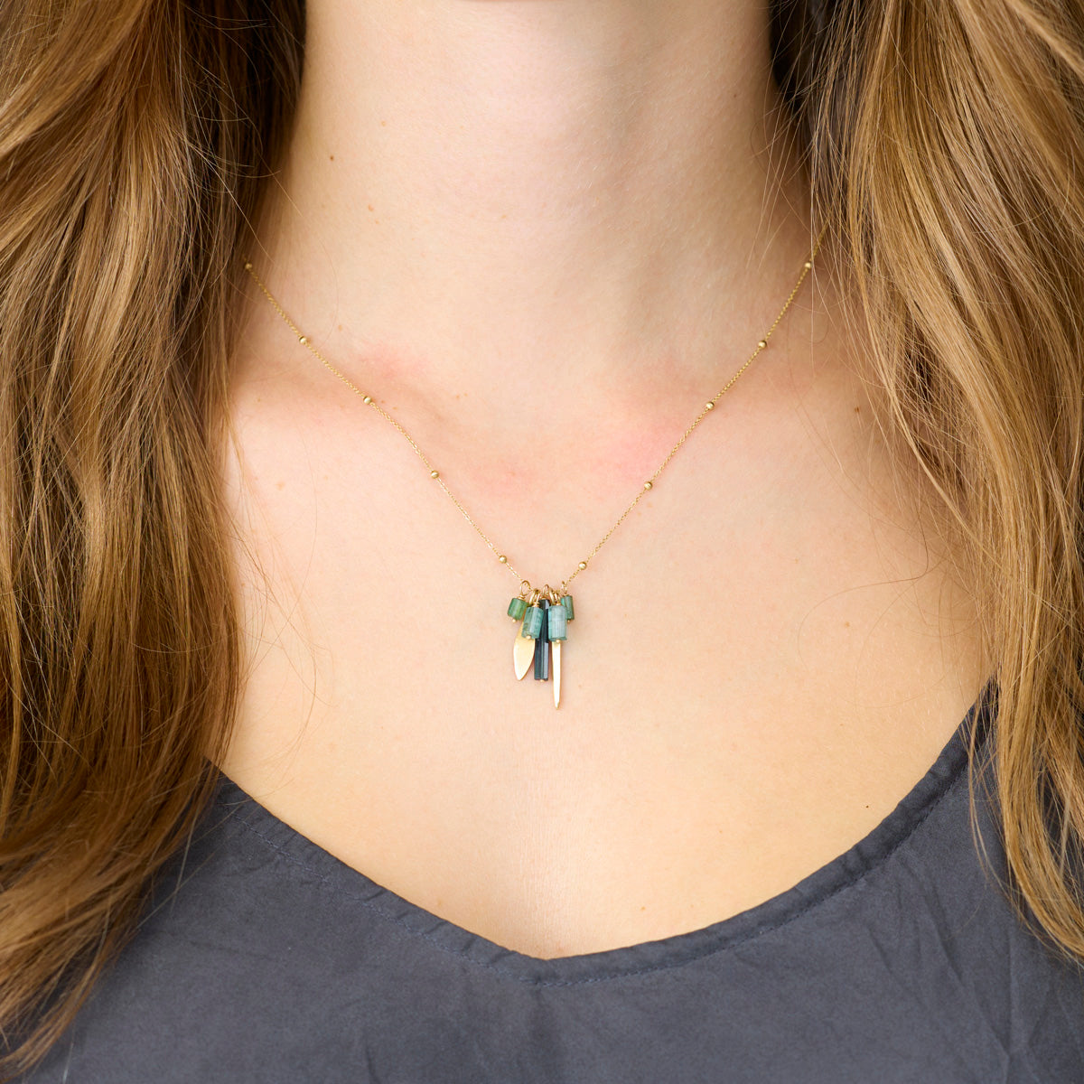 Green Tourmaline Crystal Charm Necklace