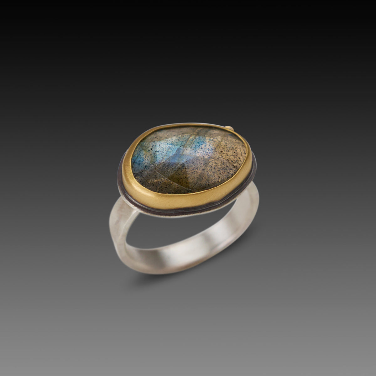 Labradorite Ring with Diamond