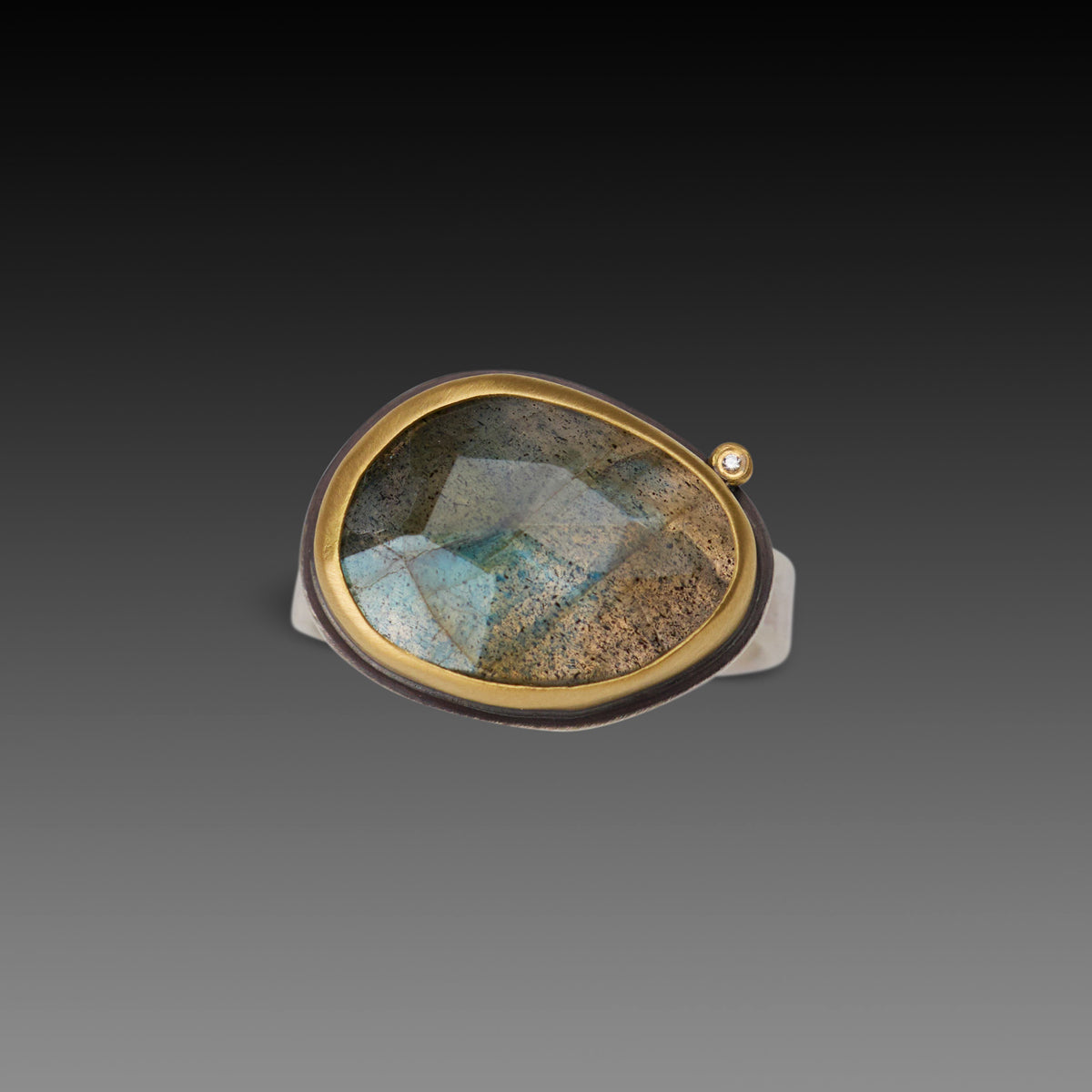 Labradorite Ring with Diamond