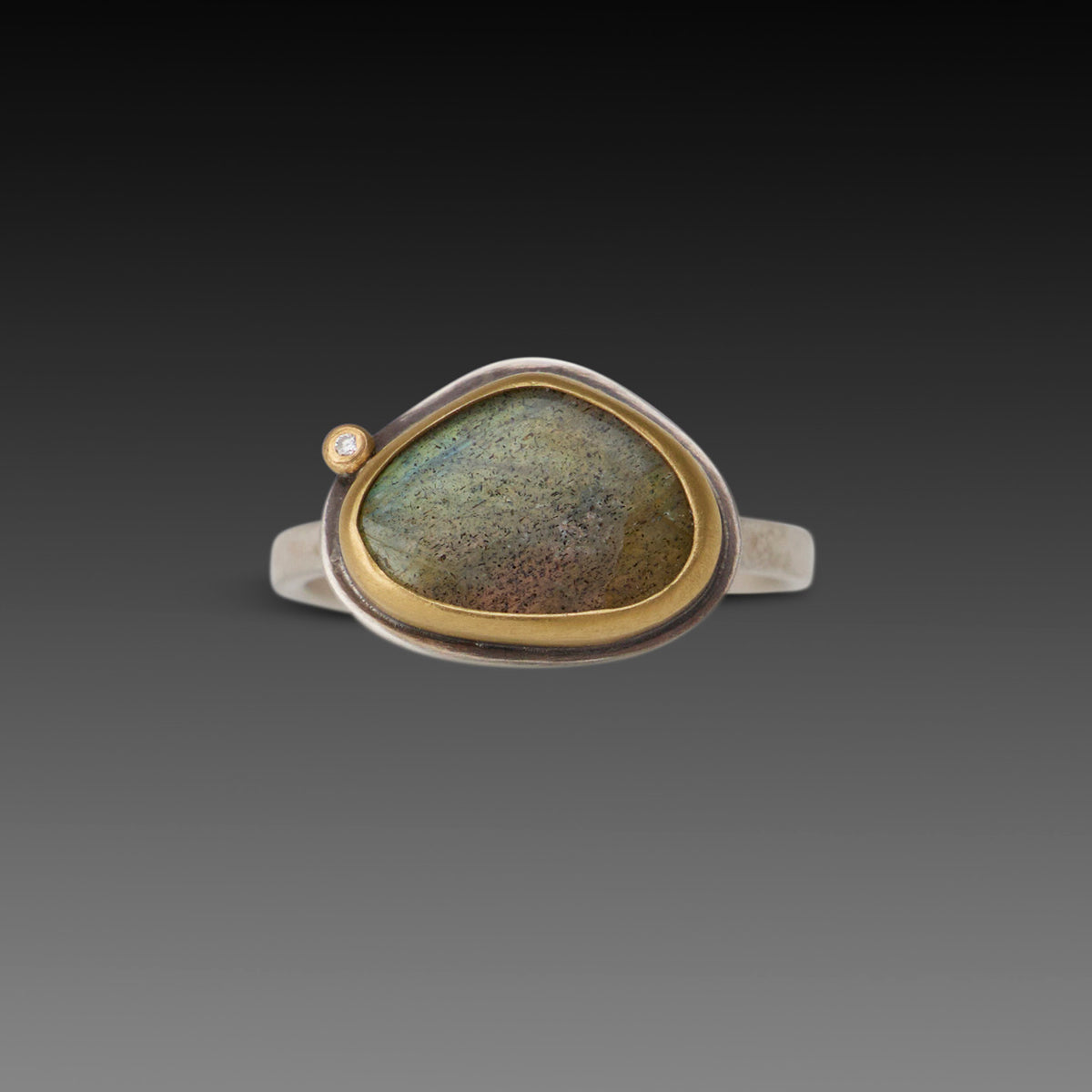 Labradorite Ring with Diamond