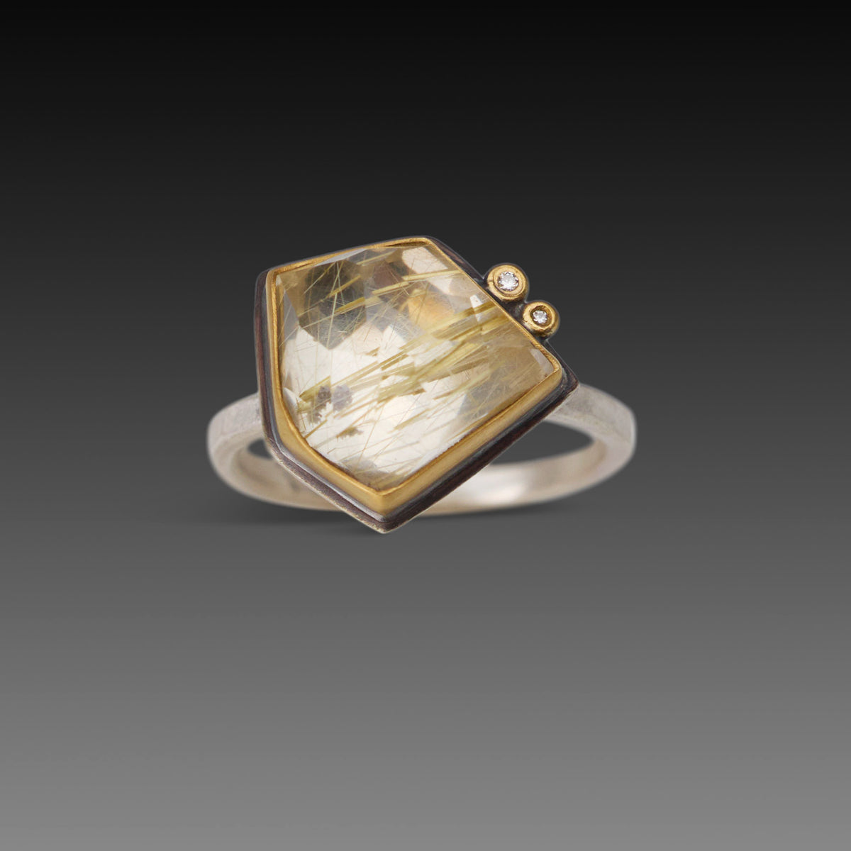 Rose Cut Rutilated Quartz Ring