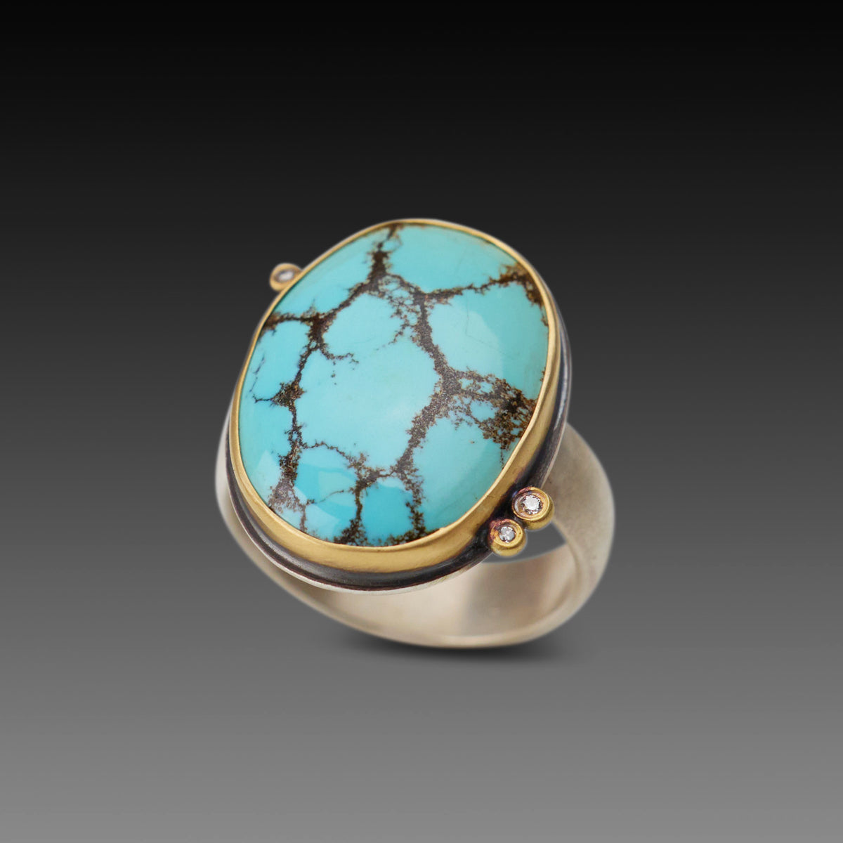 Turquoise Ring with Diamonds