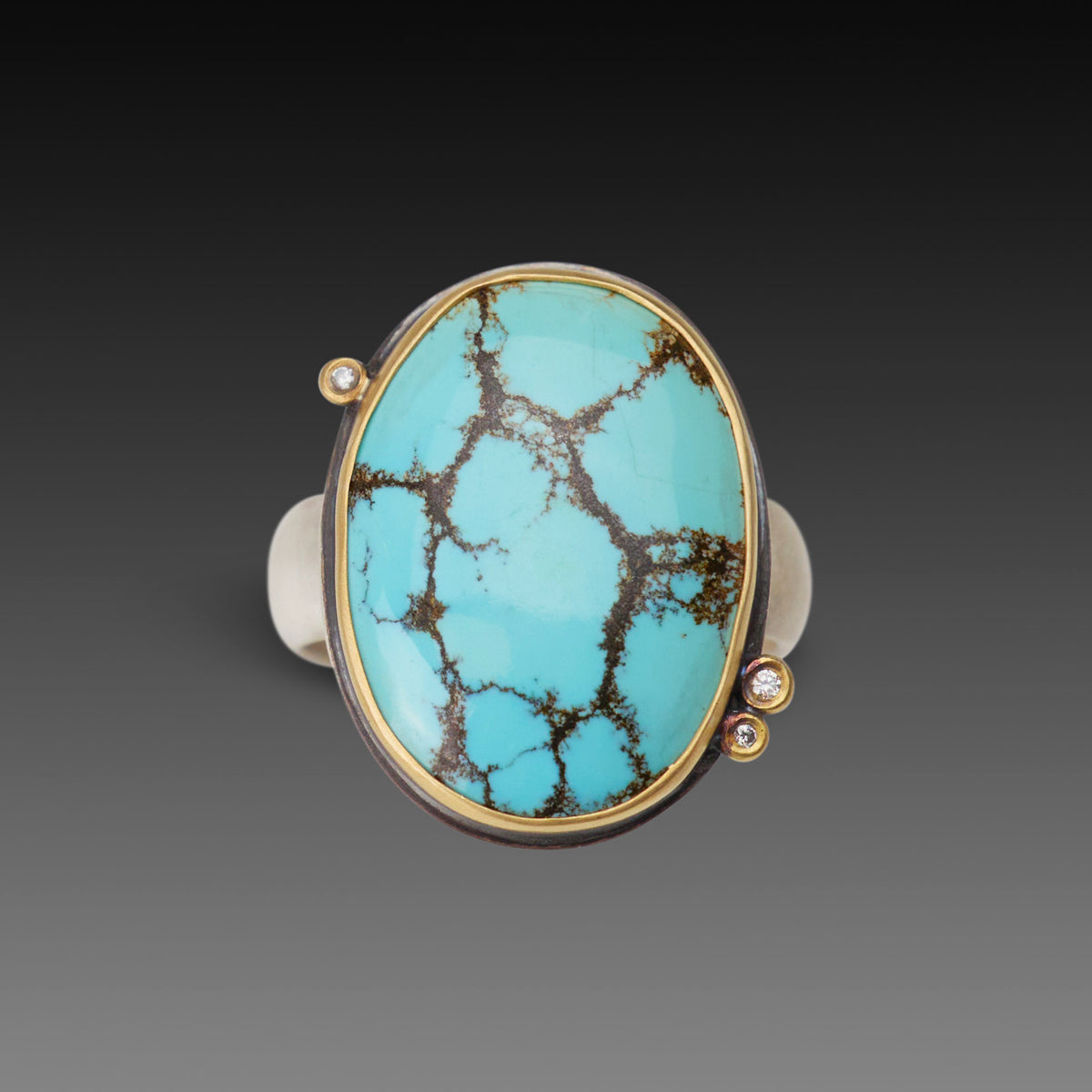 Turquoise Ring with Diamonds