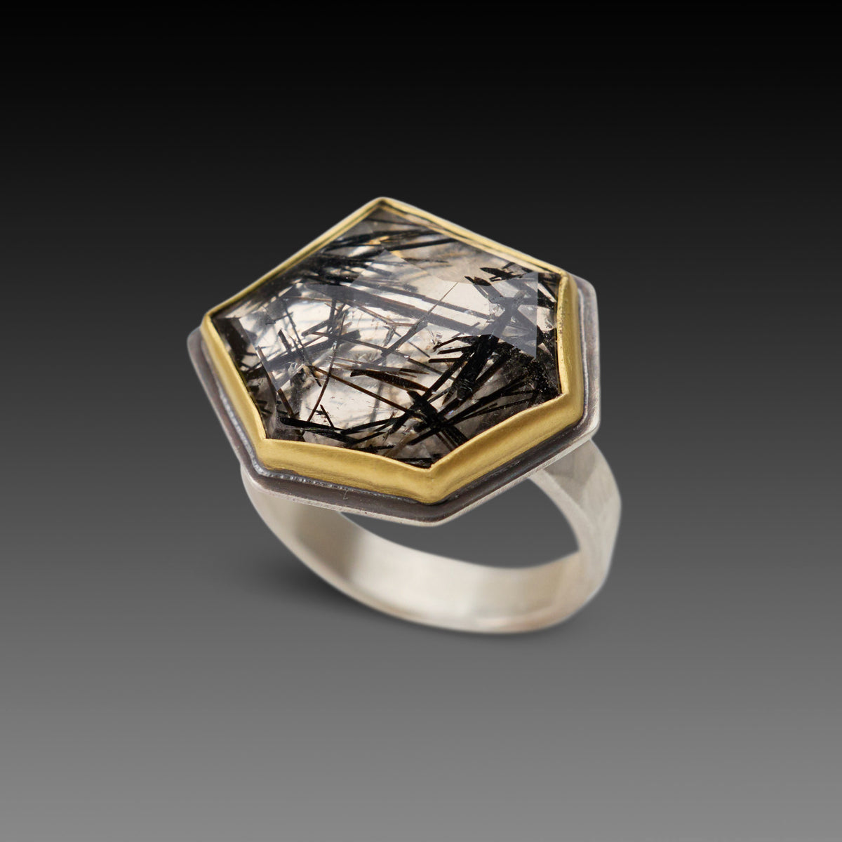 Tourmalinated Quartz Ring