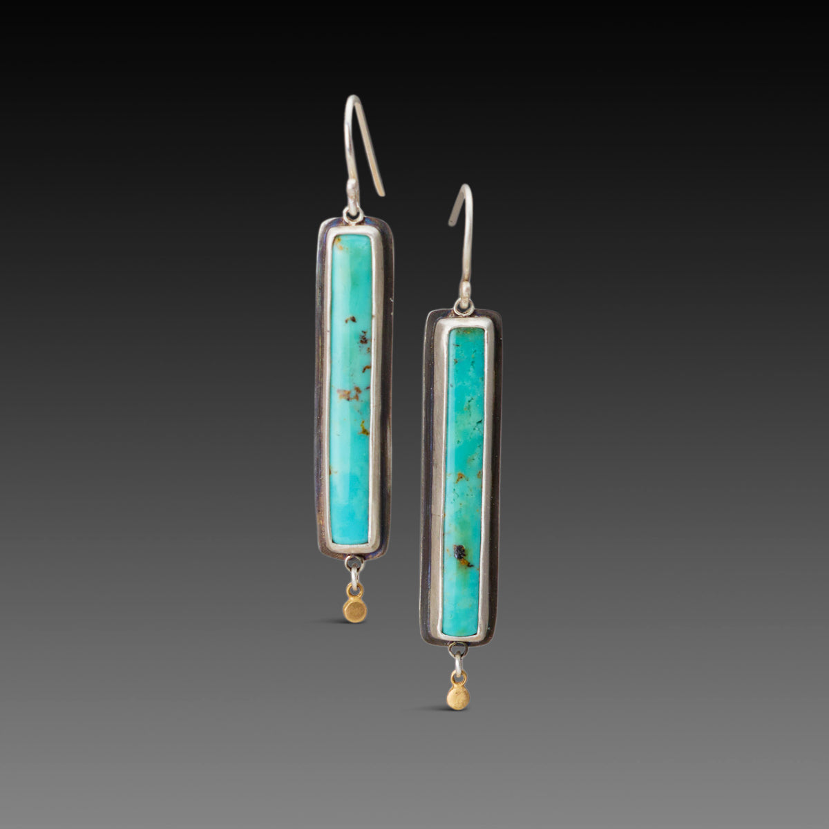 Turquoise Earrings with 22k Gold Drops