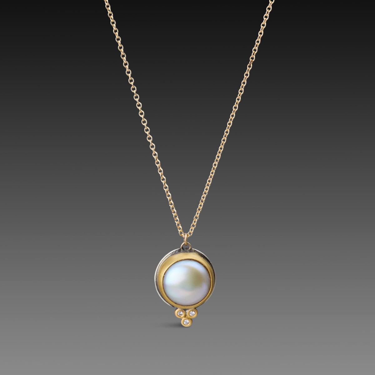 Tahitian Pearl Necklace With Diamond Trio