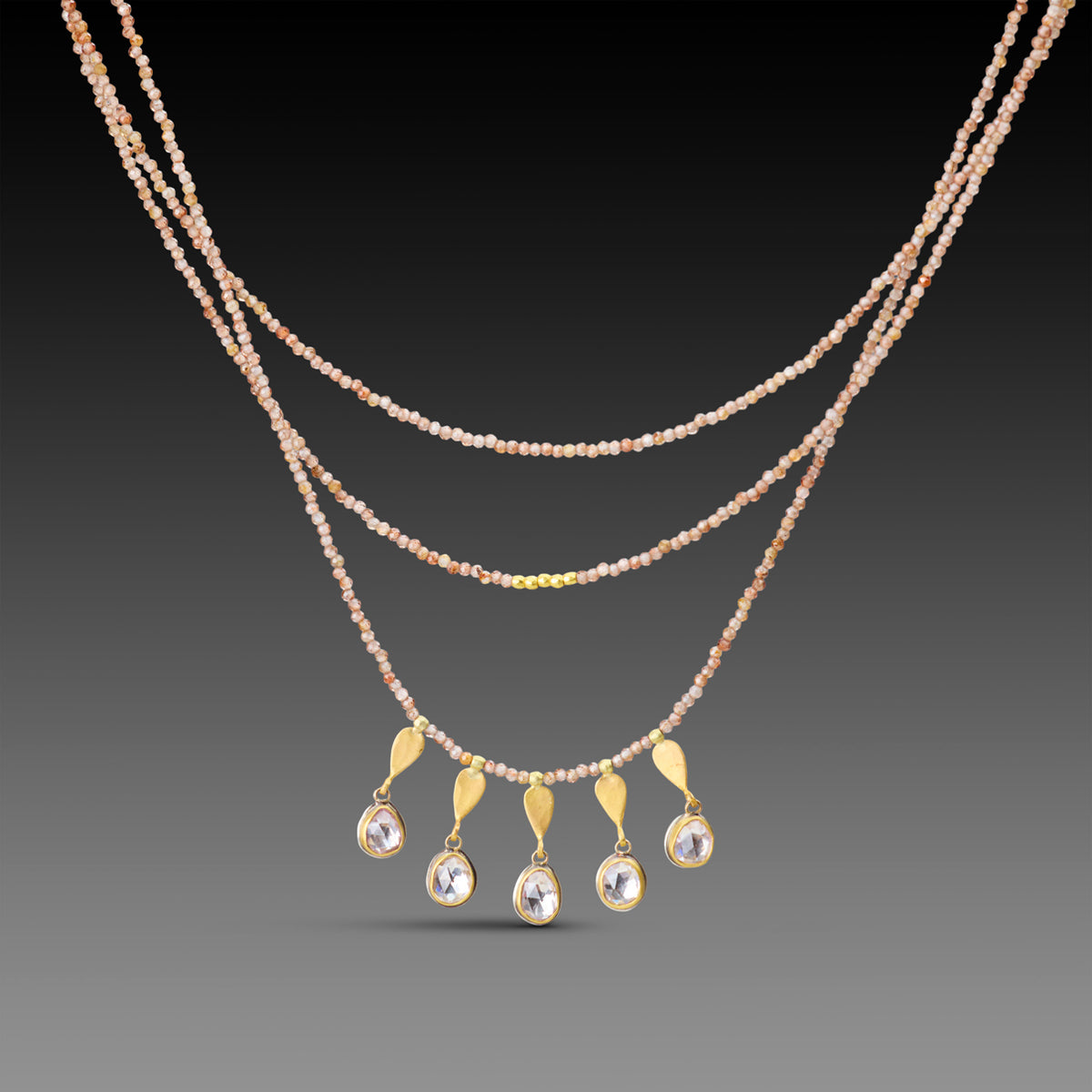 Triple Strand Zircon Necklace