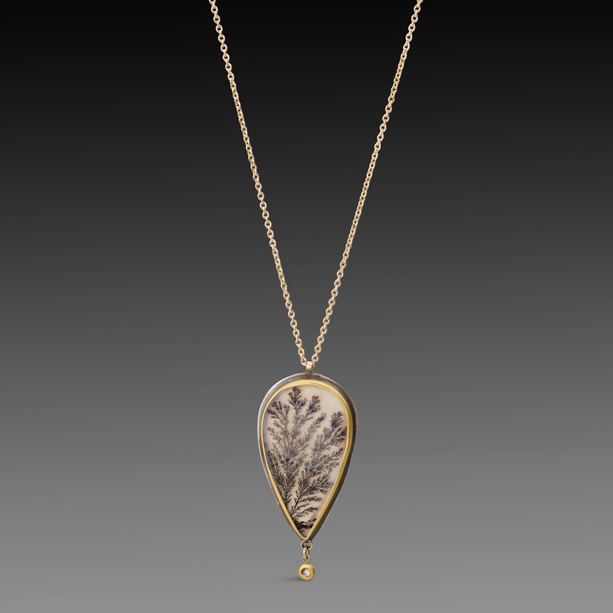 Dendritic Agate Teardrop Necklace