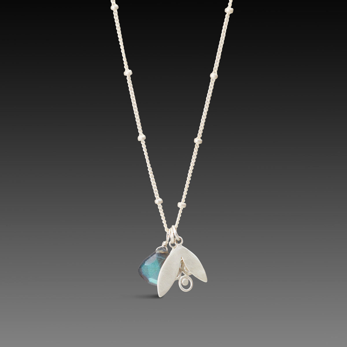 Double Charm Necklace with Labradorite