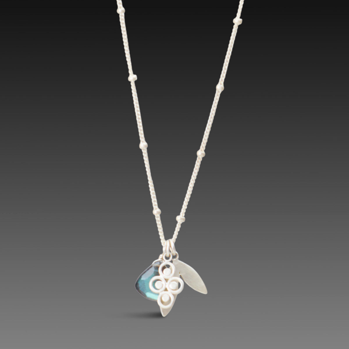 Double Charm Necklace with Labradorite