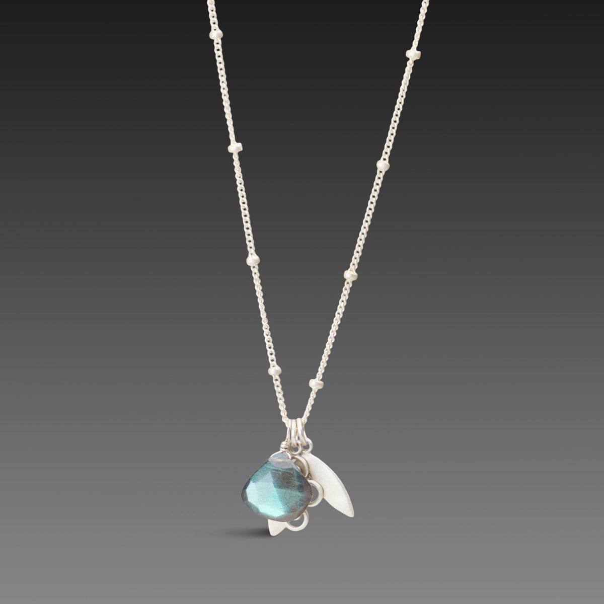 Double Charm Necklace with Labradorite