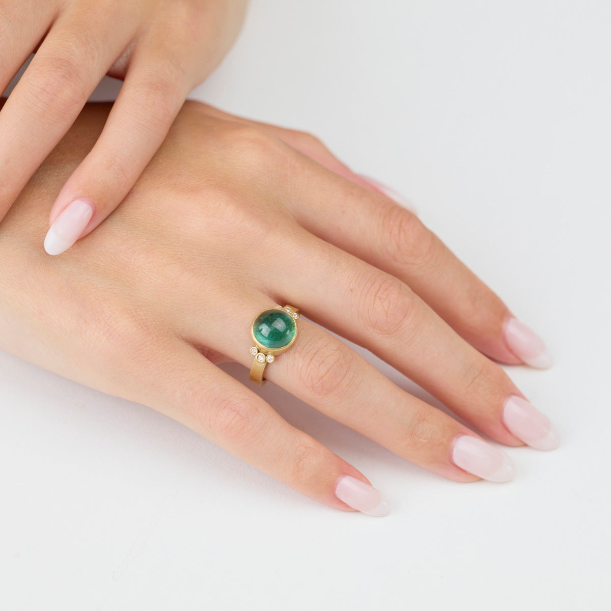 Green Tourmaline Cabochon Ring