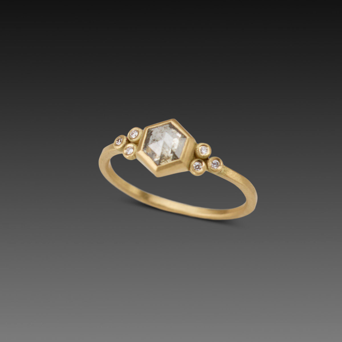 Gray Hexagon Diamond Ring