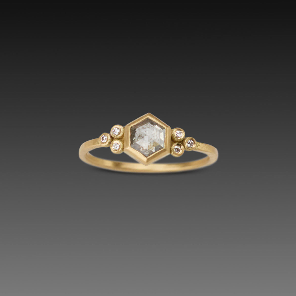 Gray Hexagon Diamond Ring