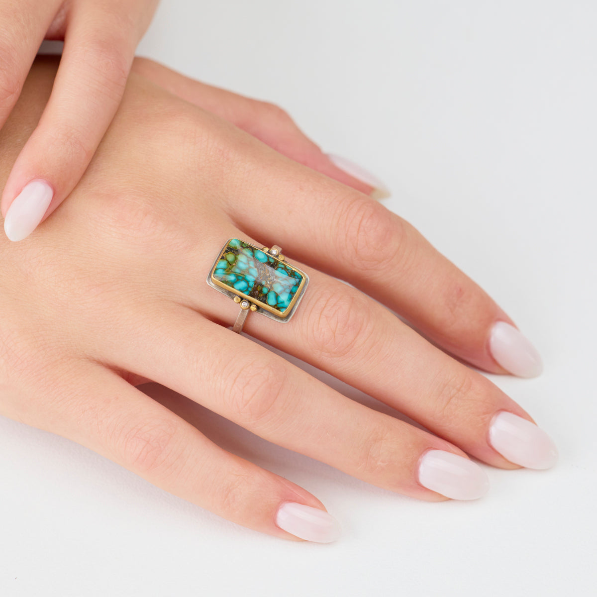 Turquoise Ring with Diamonds
