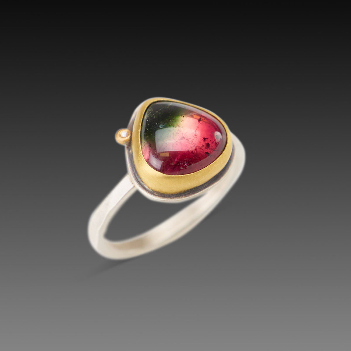 Watermelon Tourmaline Teardrop Ring