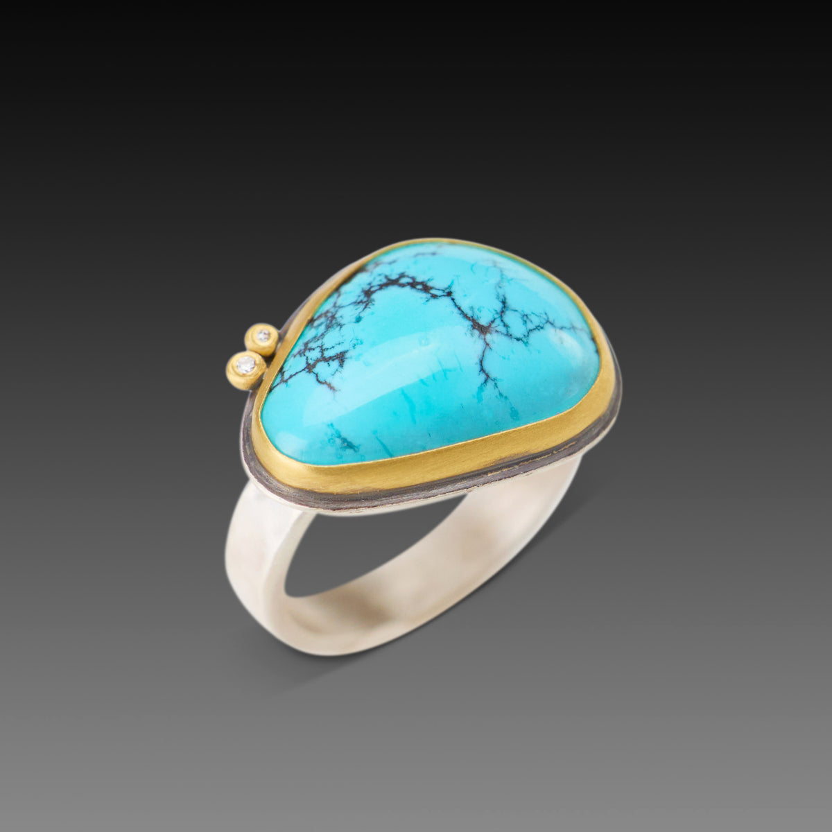 Organic Turquoise Ring With Diamonds