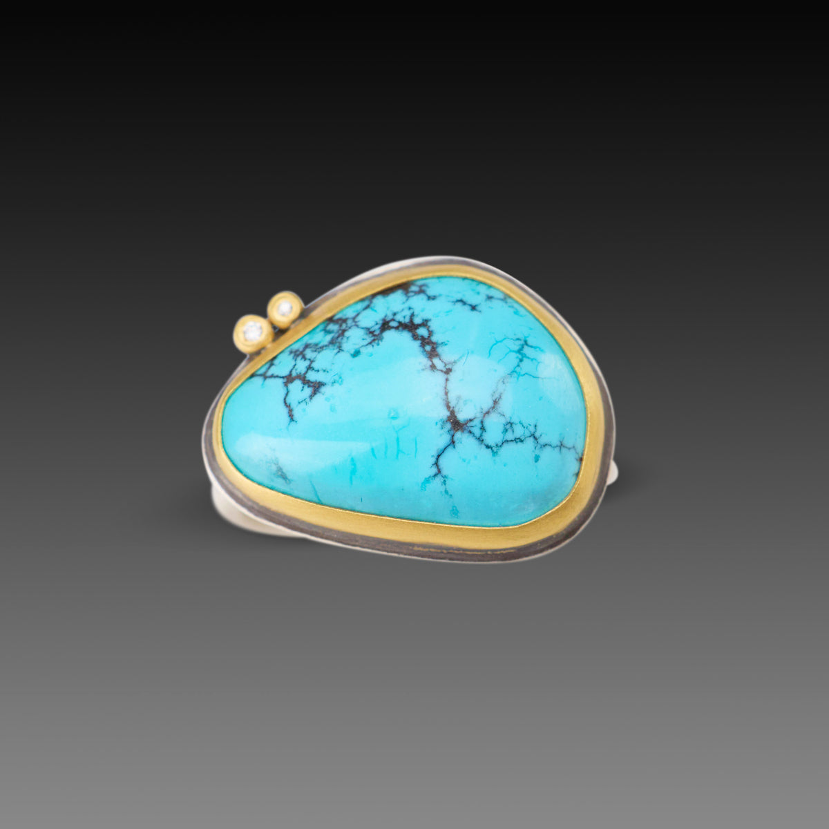 Organic Turquoise Ring With Diamonds