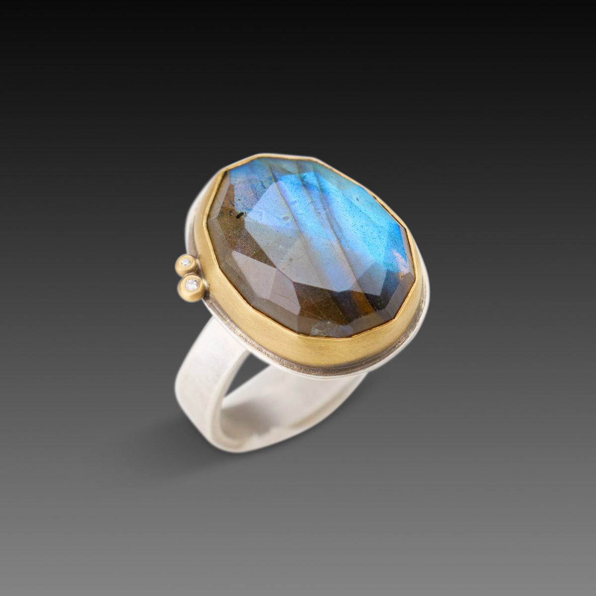 Labradorite Ring with Diamonds