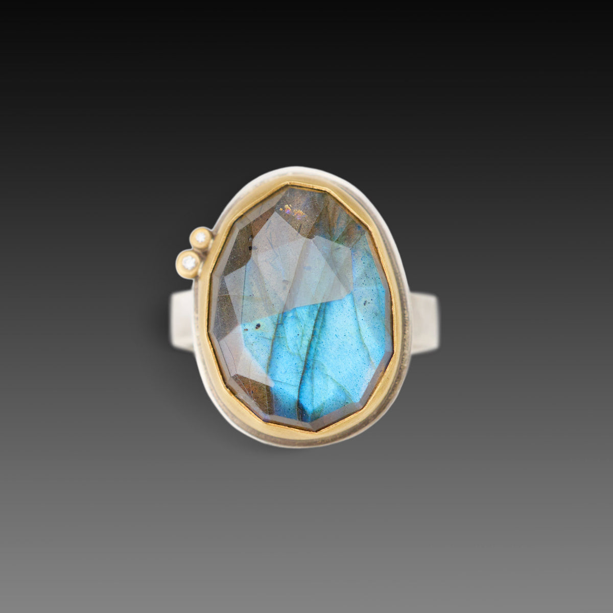 Labradorite Ring with Diamonds