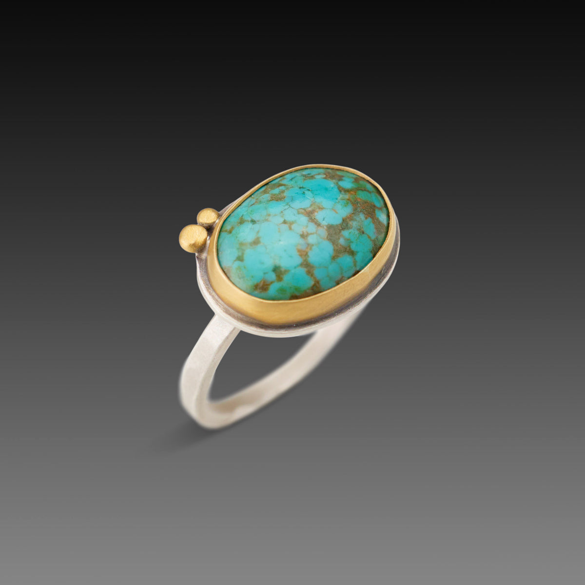 Oval Turquoise Ring with Gold Dots