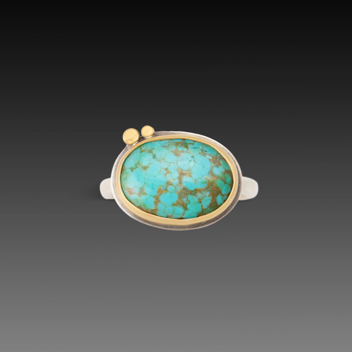 Oval Turquoise Ring with Gold Dots