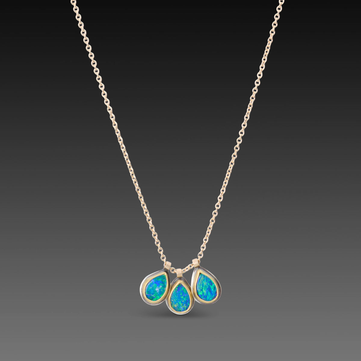 Triple Teardrop Australian Opal Necklace
