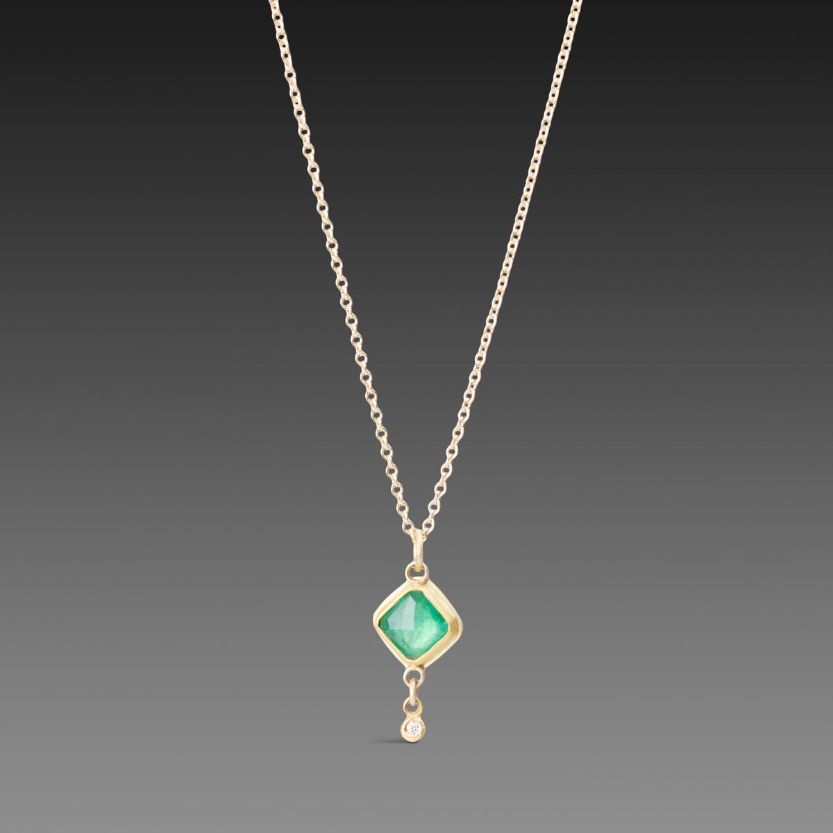 Emerald Necklace with Diamond Drop