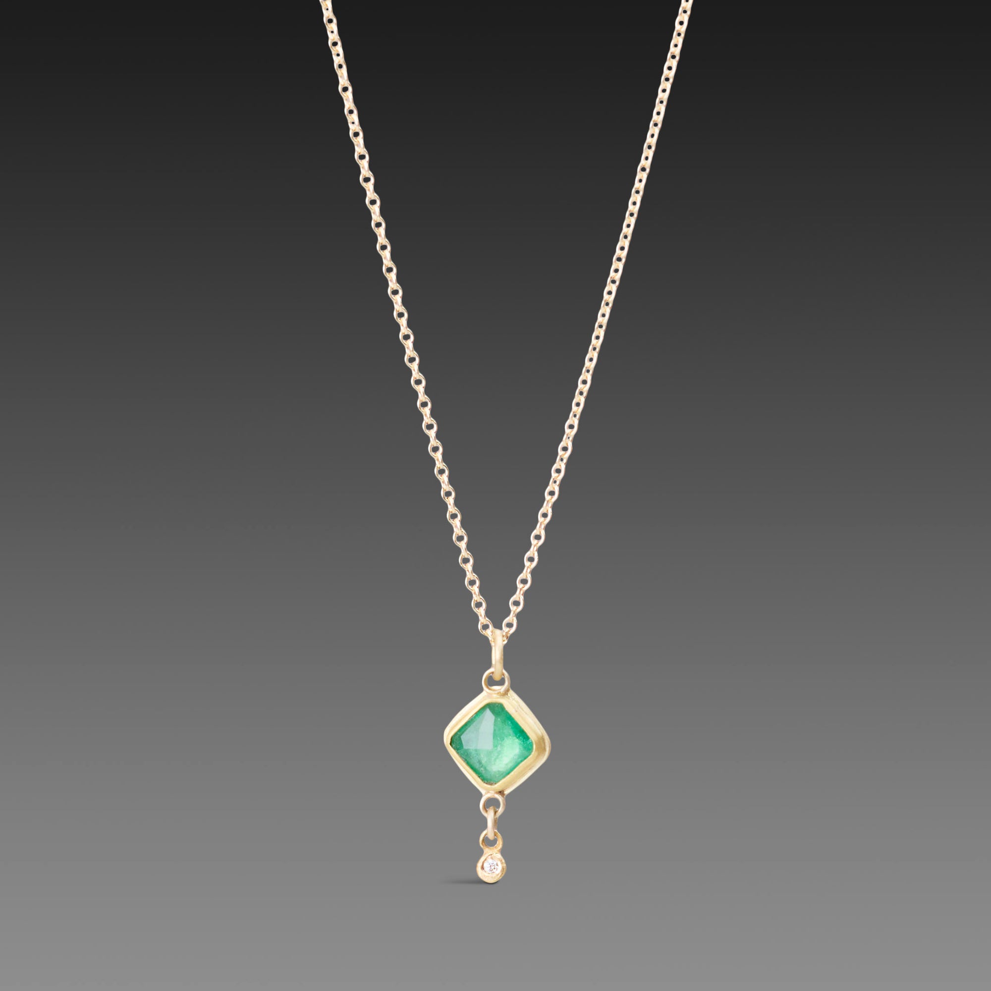 Emerald Necklace with Diamond Drop