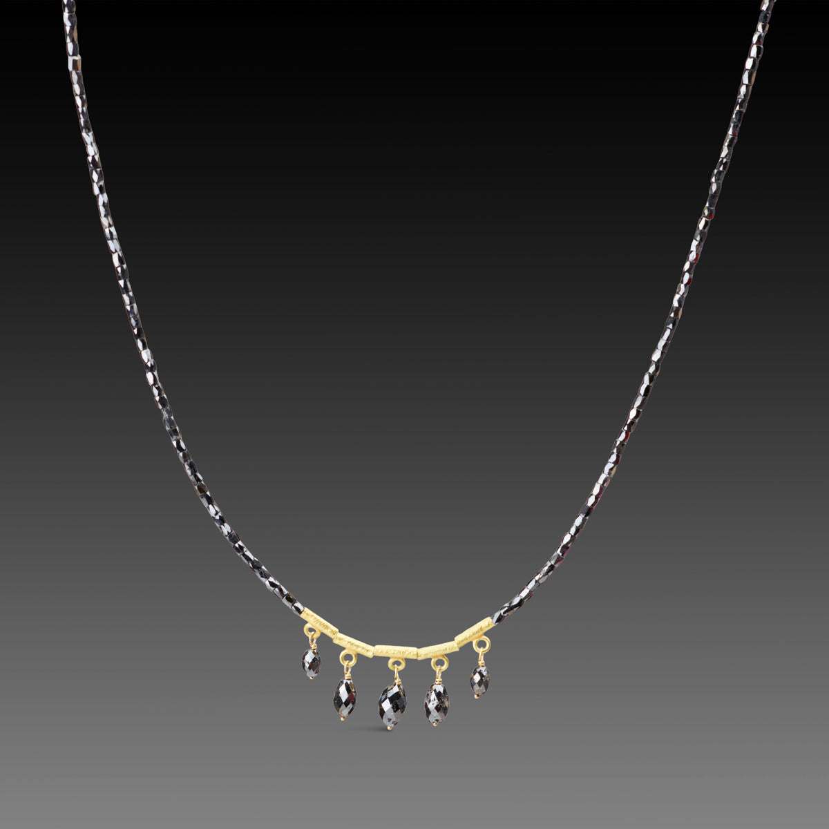 Black Diamond Fringe Necklace
