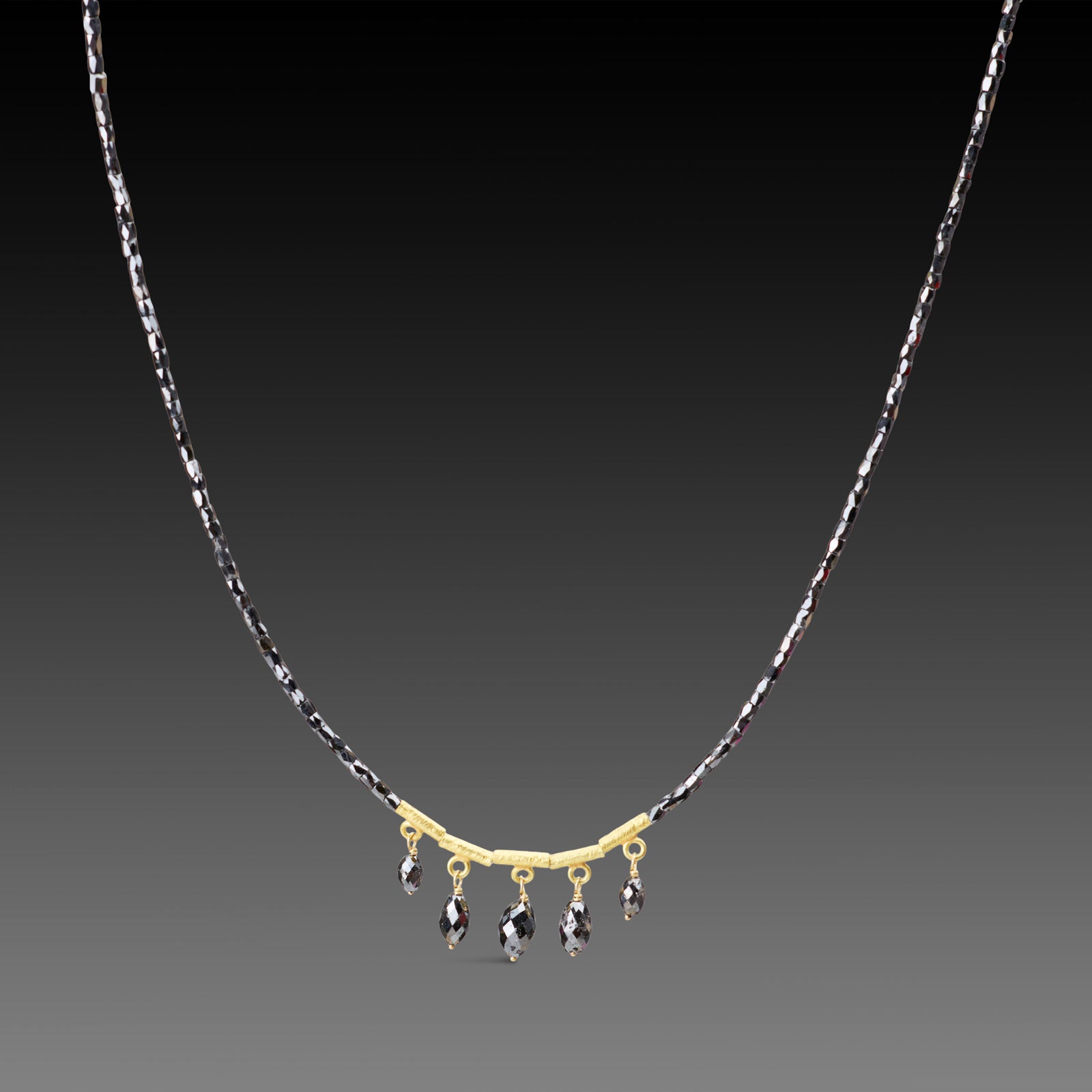 Black Diamond Fringe Necklace