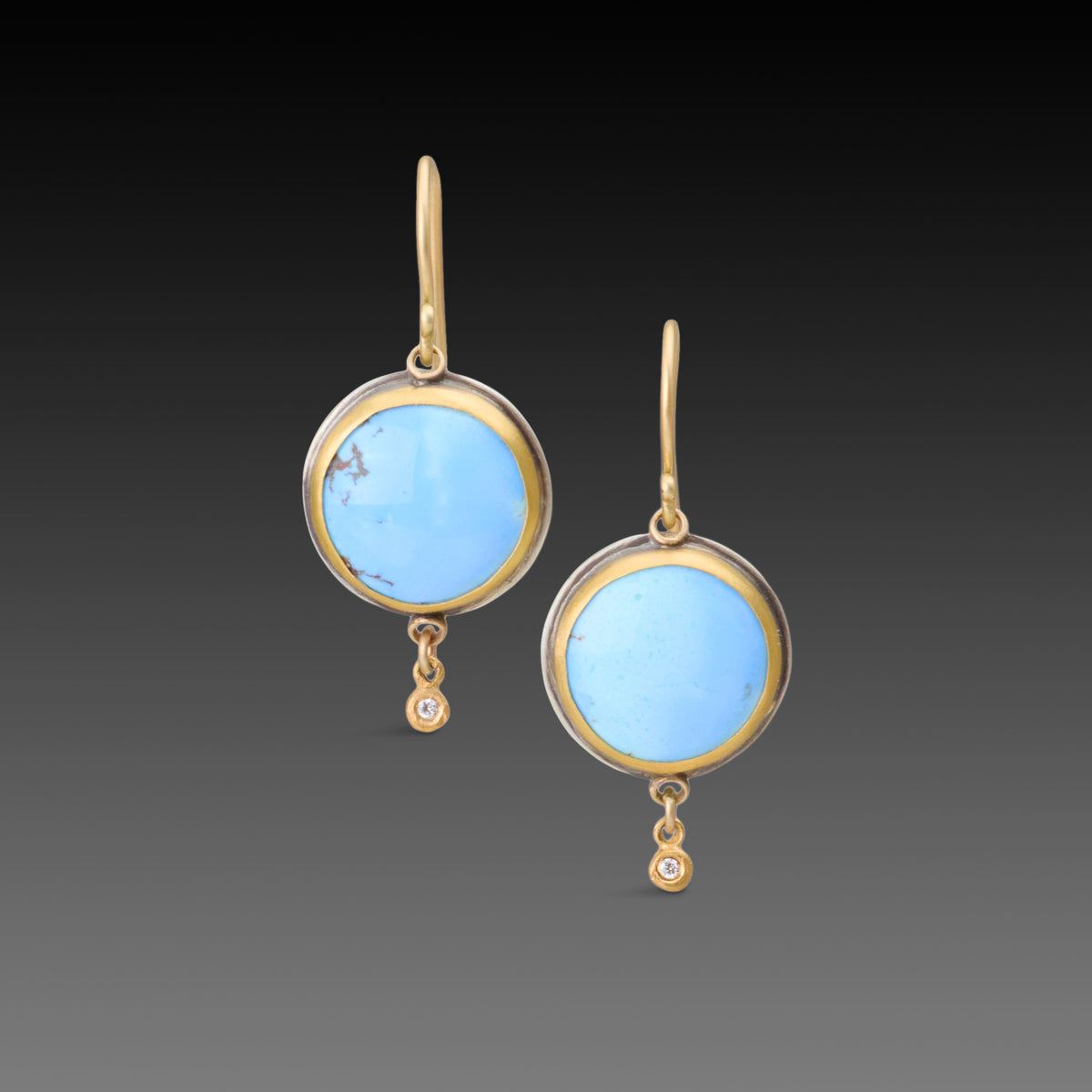 Turquoise Earrings with Diamond Drops
