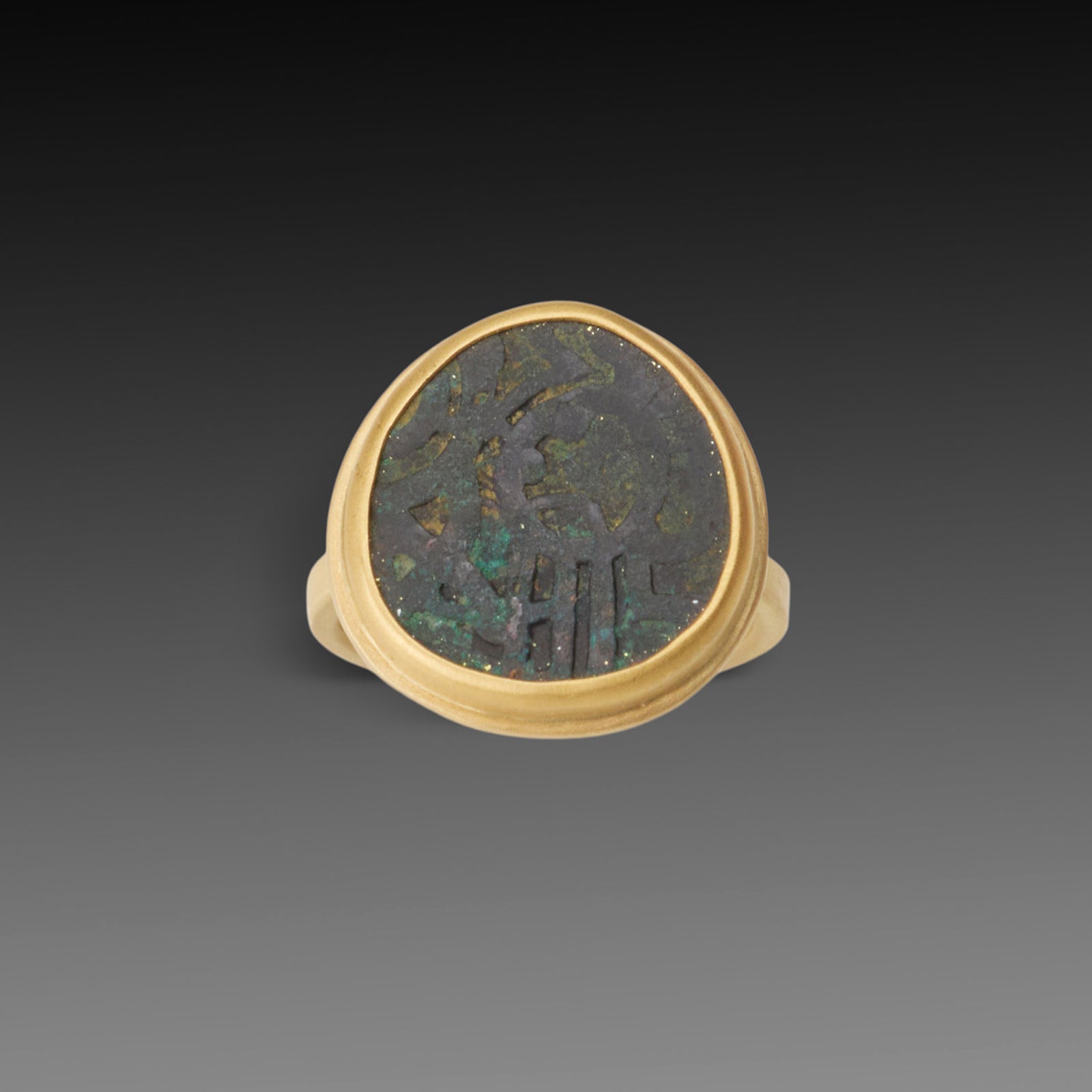 Ancient Indian Coin Ring in Gold