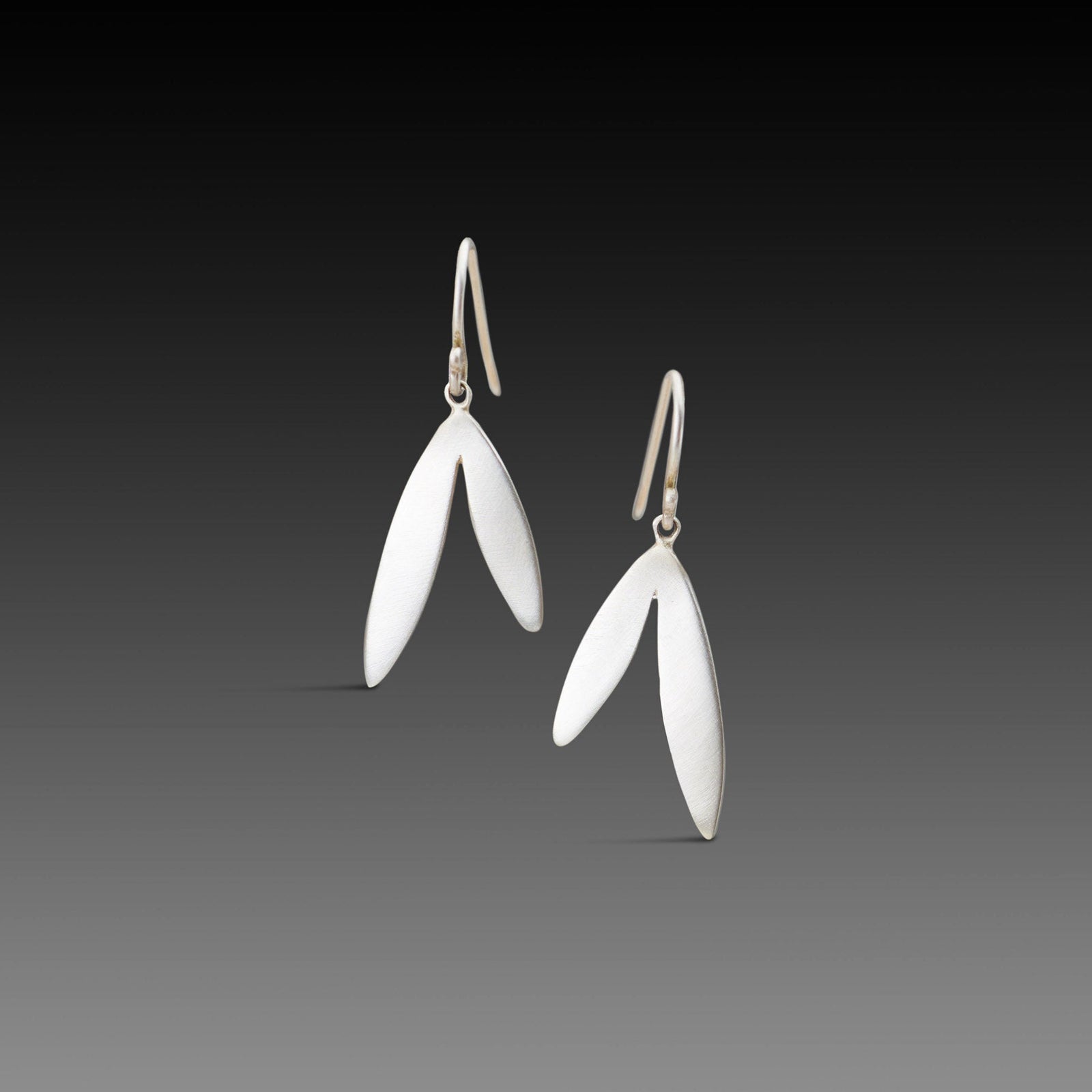 Silver Double Leaf Earrings