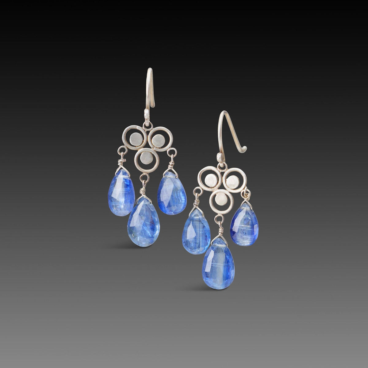 Silver Chandelier Earrings with Kyanite