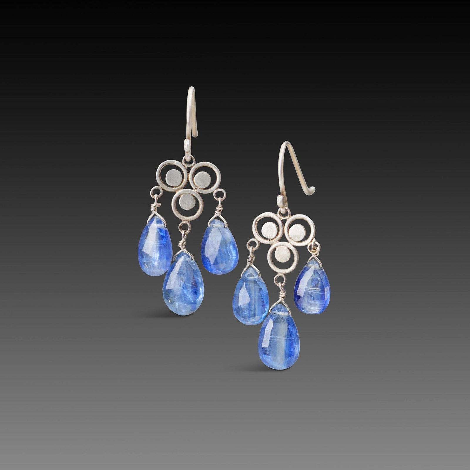 Silver Chandelier Earrings with Kyanite