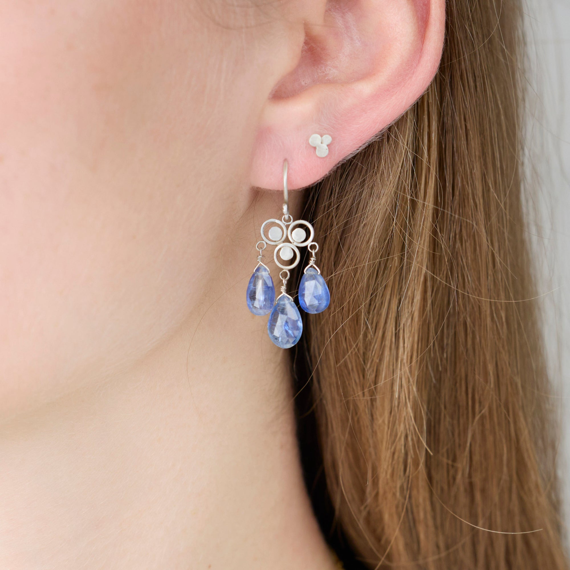 Silver Chandelier Earrings with Kyanite