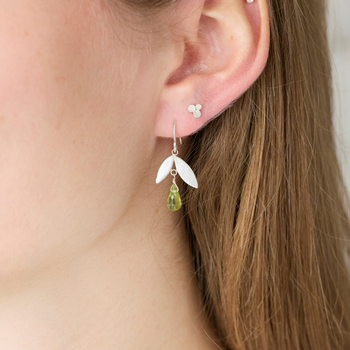 Peridot Leaf Earrings